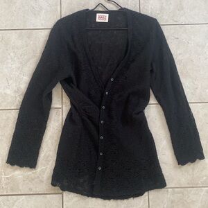 Anthropologie Rosie Neira Black Mohair Blend Button Front Cardigan
